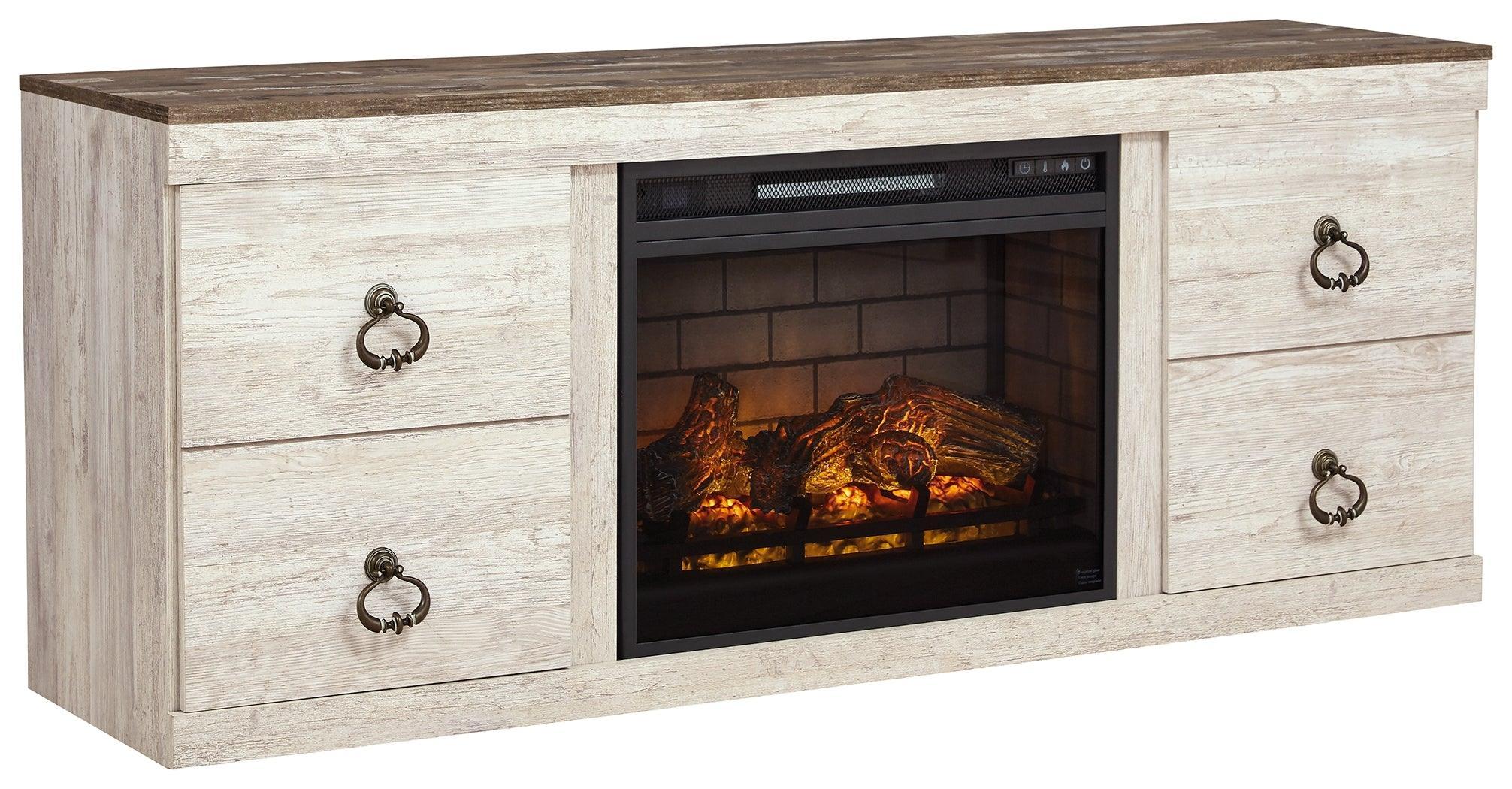 Willowton Whitewash Tv Stand With Electric Fireplace - Image 2