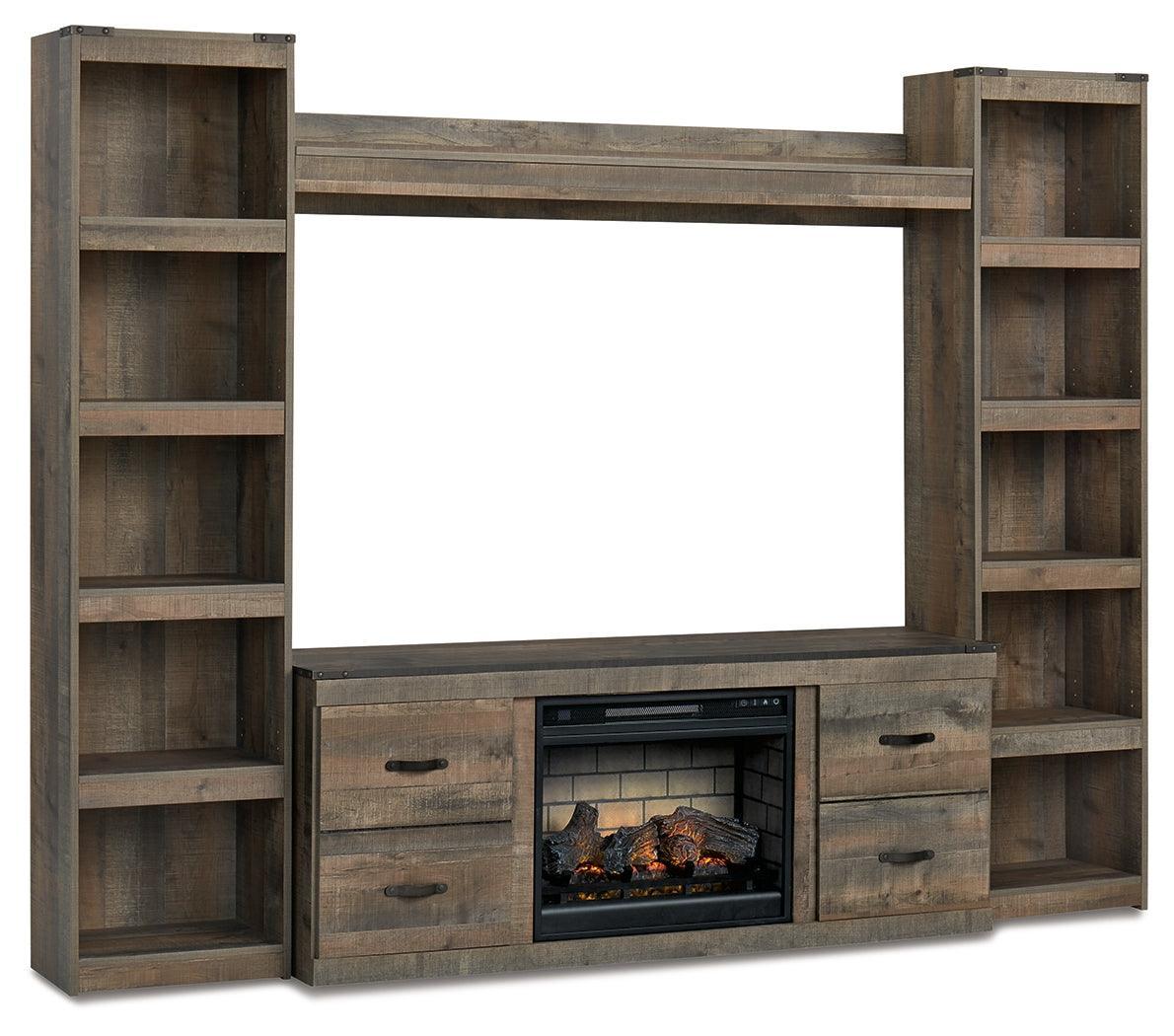 Trinell Brown 4-Piece Entertainment Center With Electric Fireplace - Image 2
