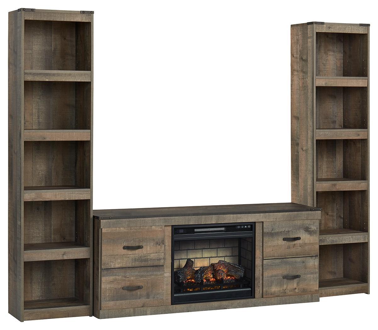Trinell Brown 3-Piece Entertainment Center With Electric Fireplace - Image 2