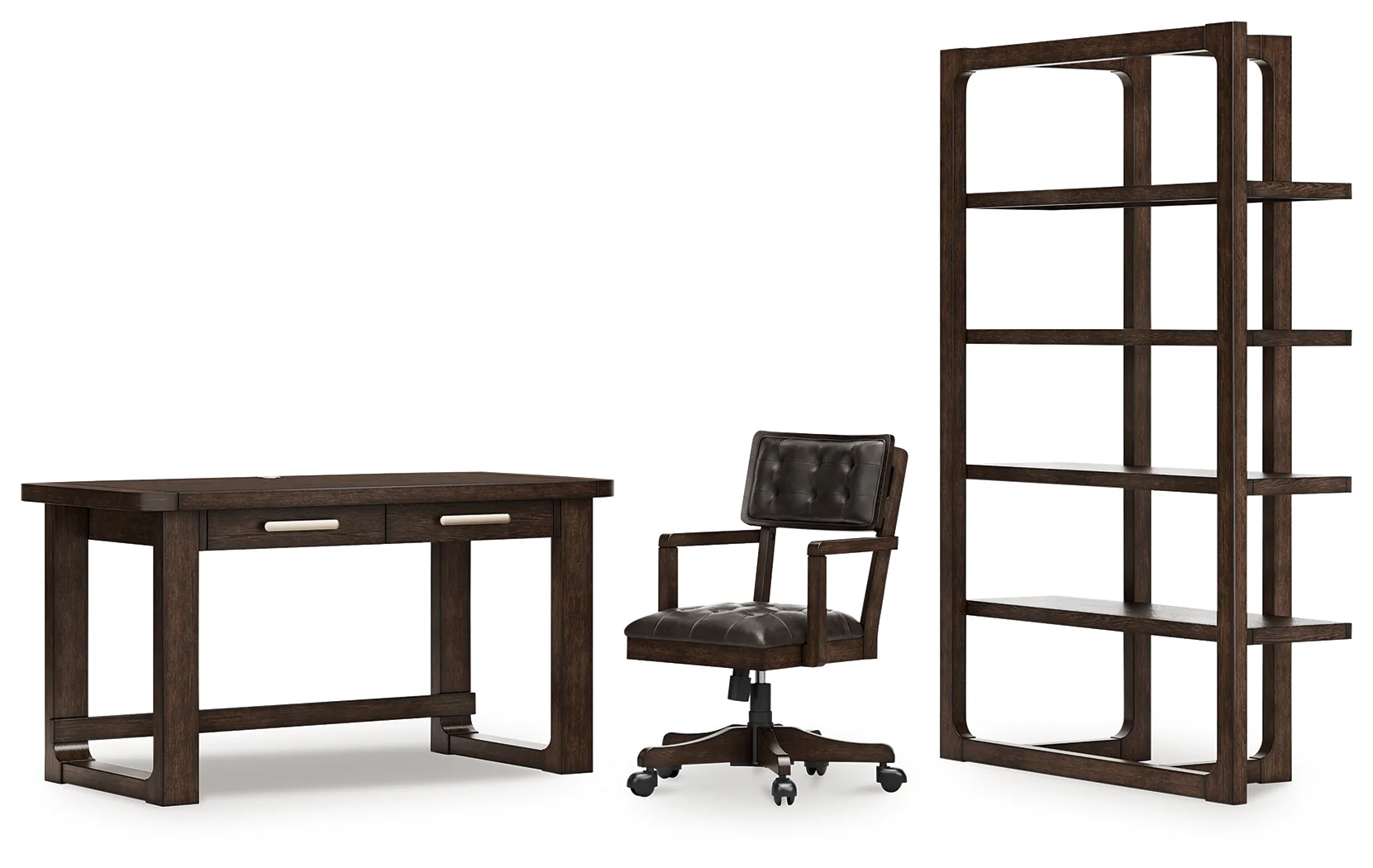 Breckington Dark Brown Home Office Desk with Chair and Storage - Image 2