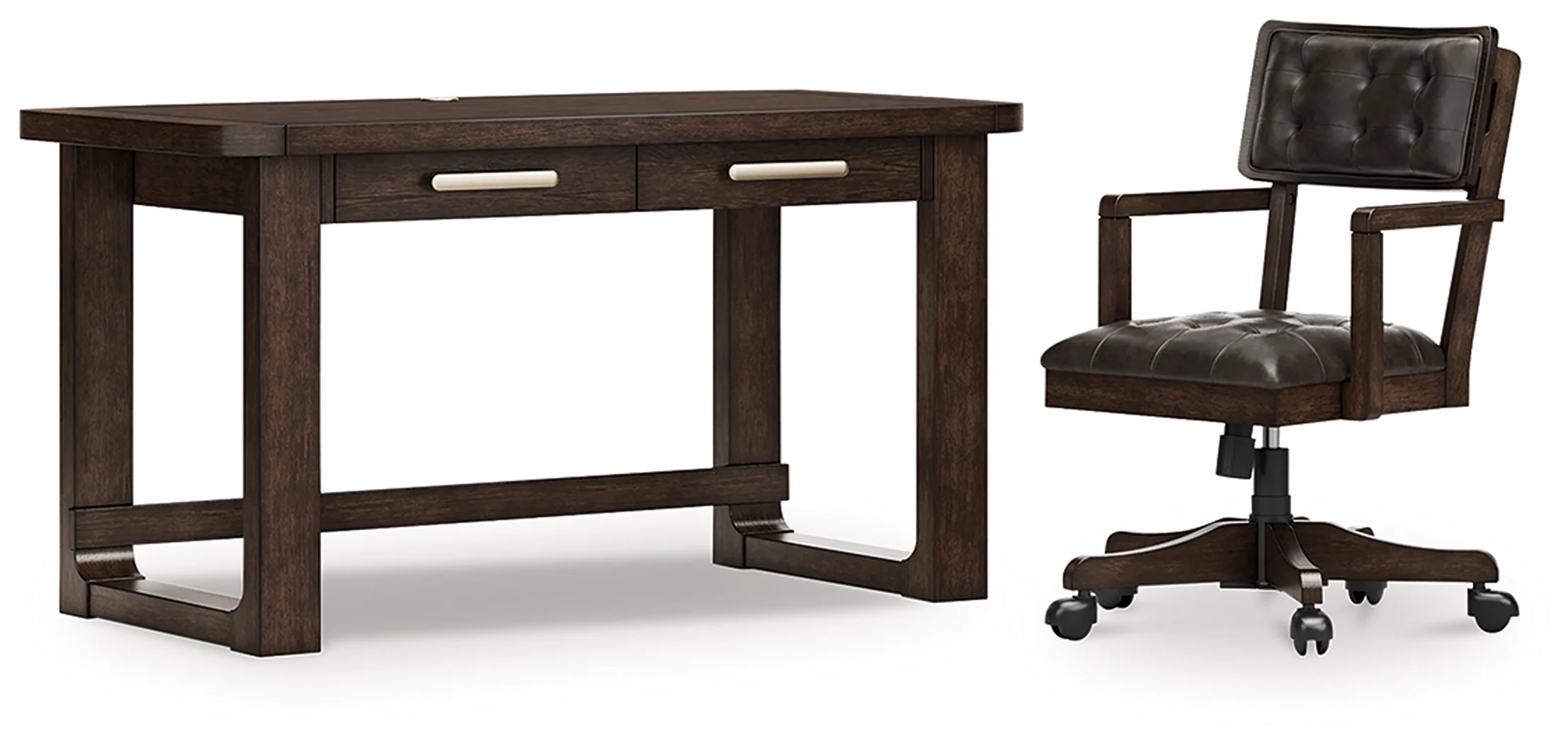Breckington Dark Brown Home Office Desk with Chair - Image 2