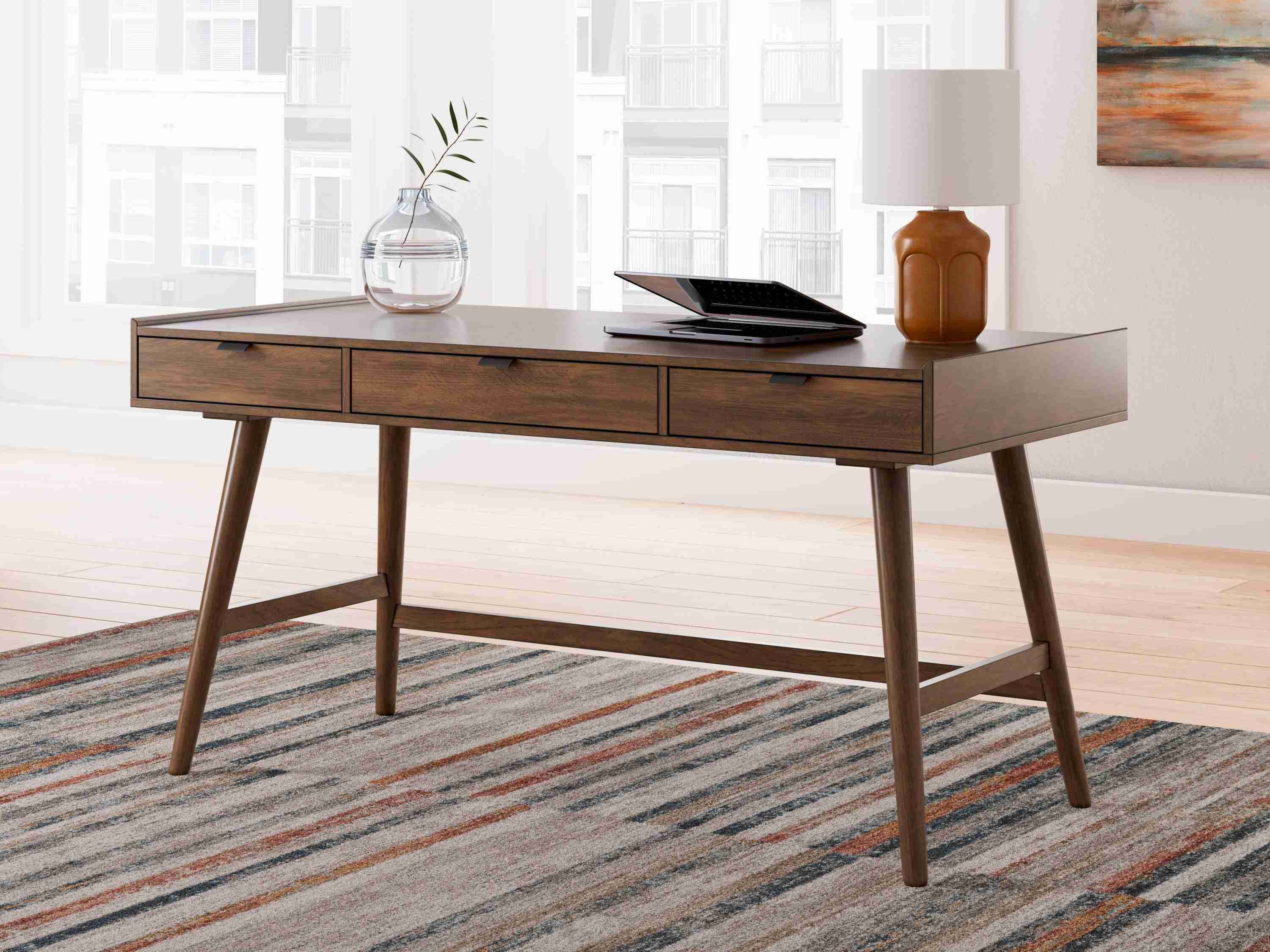 Lyncott Brown Home Office Desk With Chair - Image 2