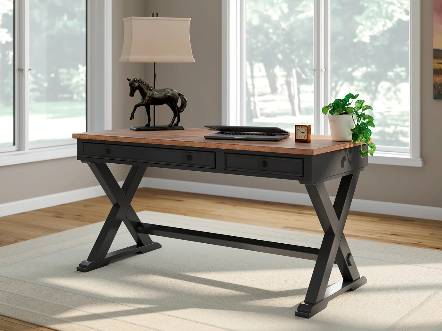 Wildenauer Brown/Black 60" Home Office Desk - Image 1