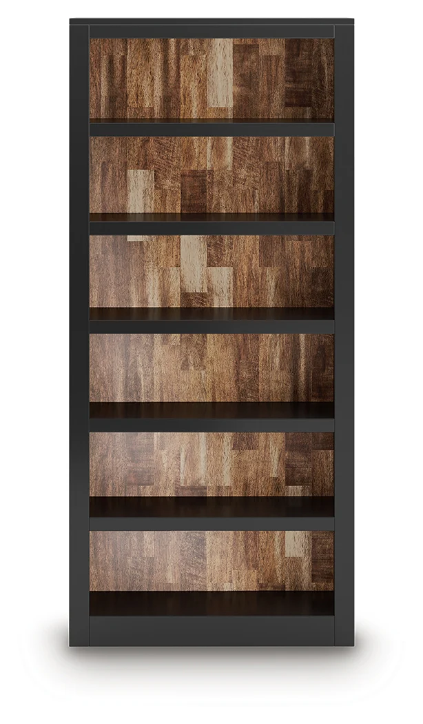 Wildenauer Brown/Black 75" Bookcase - Image 3