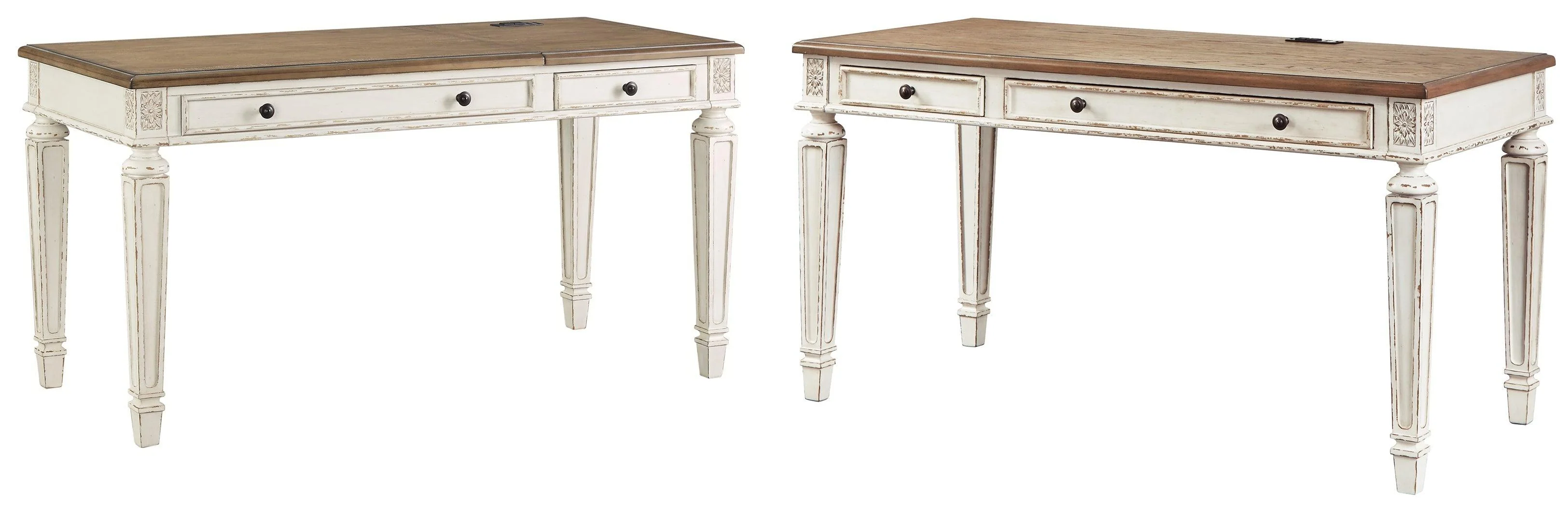 Realyn White Brown Home Office 2 Desks - Image 2