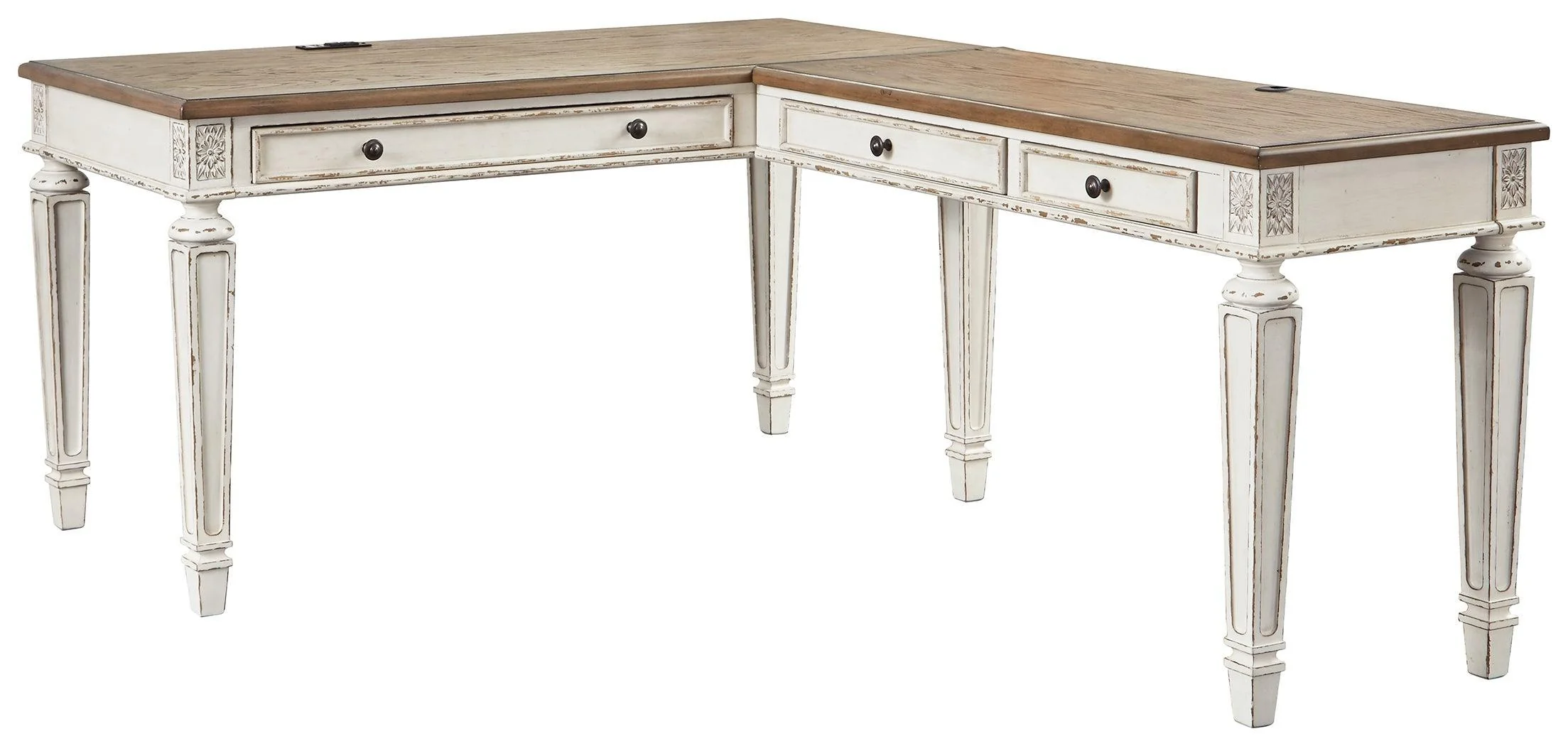 Realyn White Brown 2-Piece Home Office Desk - Image 2