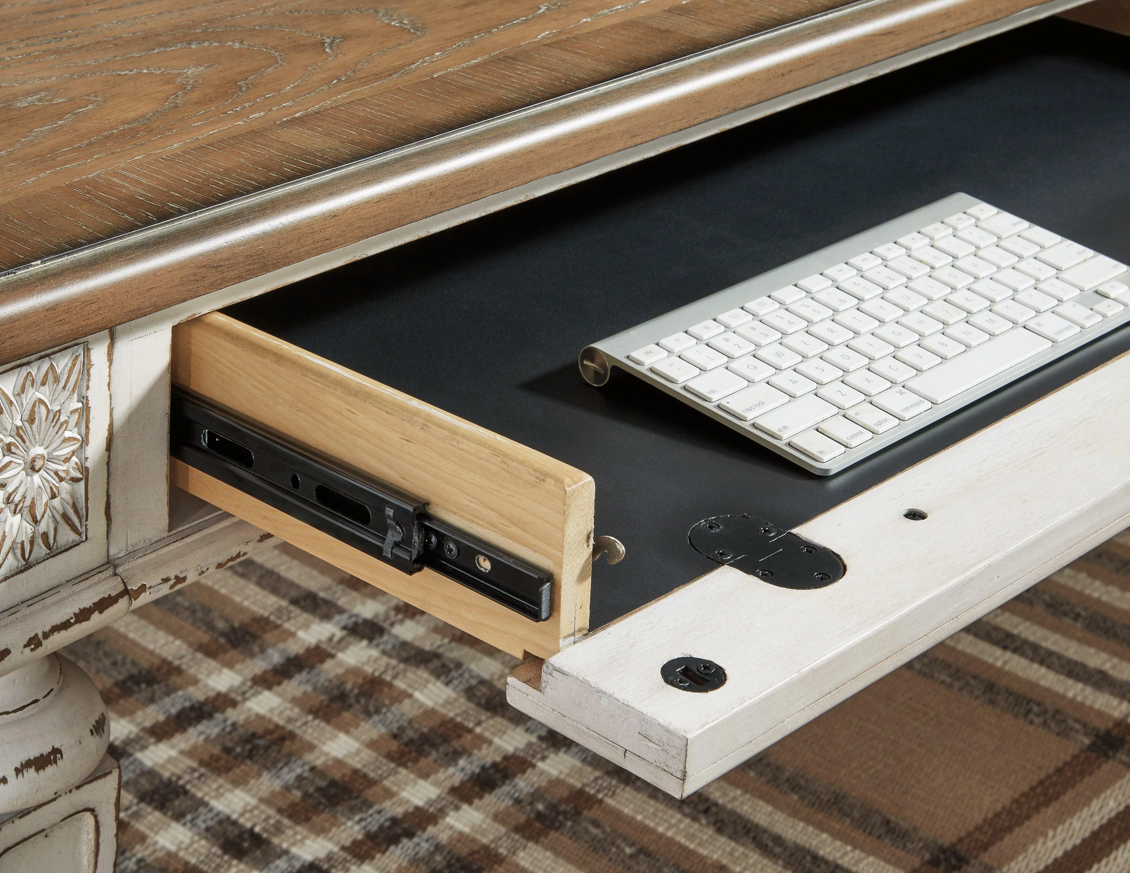 Realyn White Brown 2-Piece Home Office Desk - Image 3