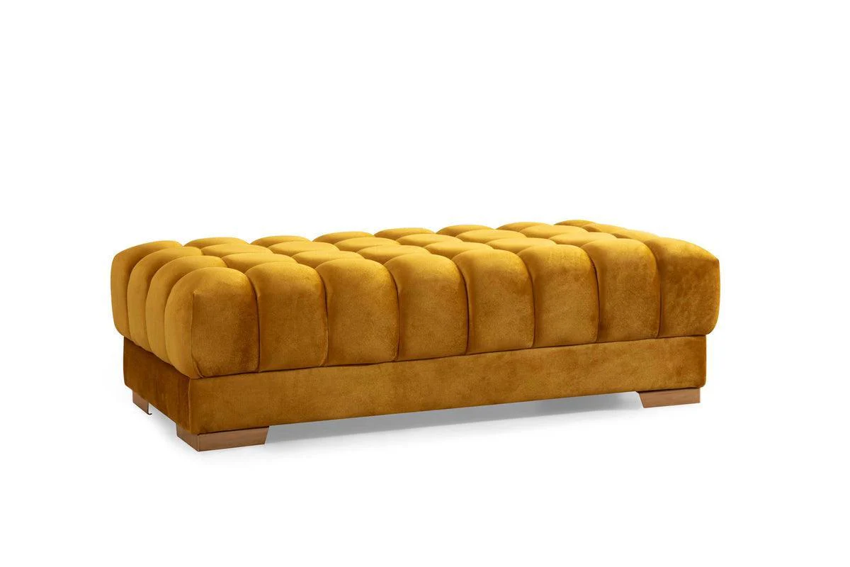 Mia Mustard Velvet Rectangle Ottoman - Image 1