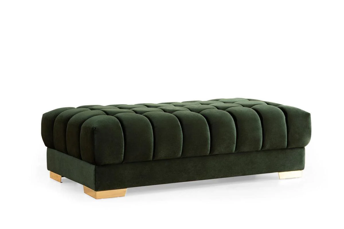 Mia Green Velvet Rectangle Ottoman - Image 1