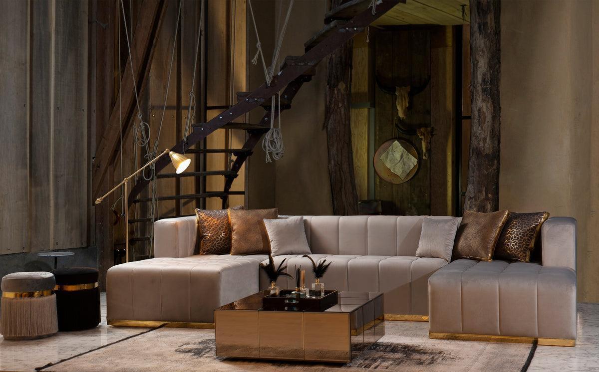 Amelia Gray Velvet Double Chaise 140" Sectional - Image 3