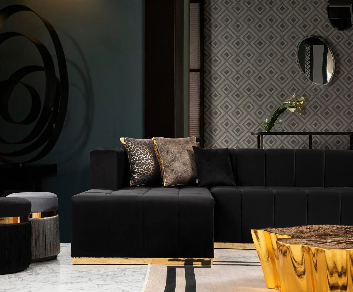 Amelia Black Velvet Double Chaise 140" Sectional - Image 3