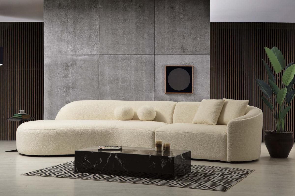 Ava Ivory Boucle Curved Laf Sectional - Image 1