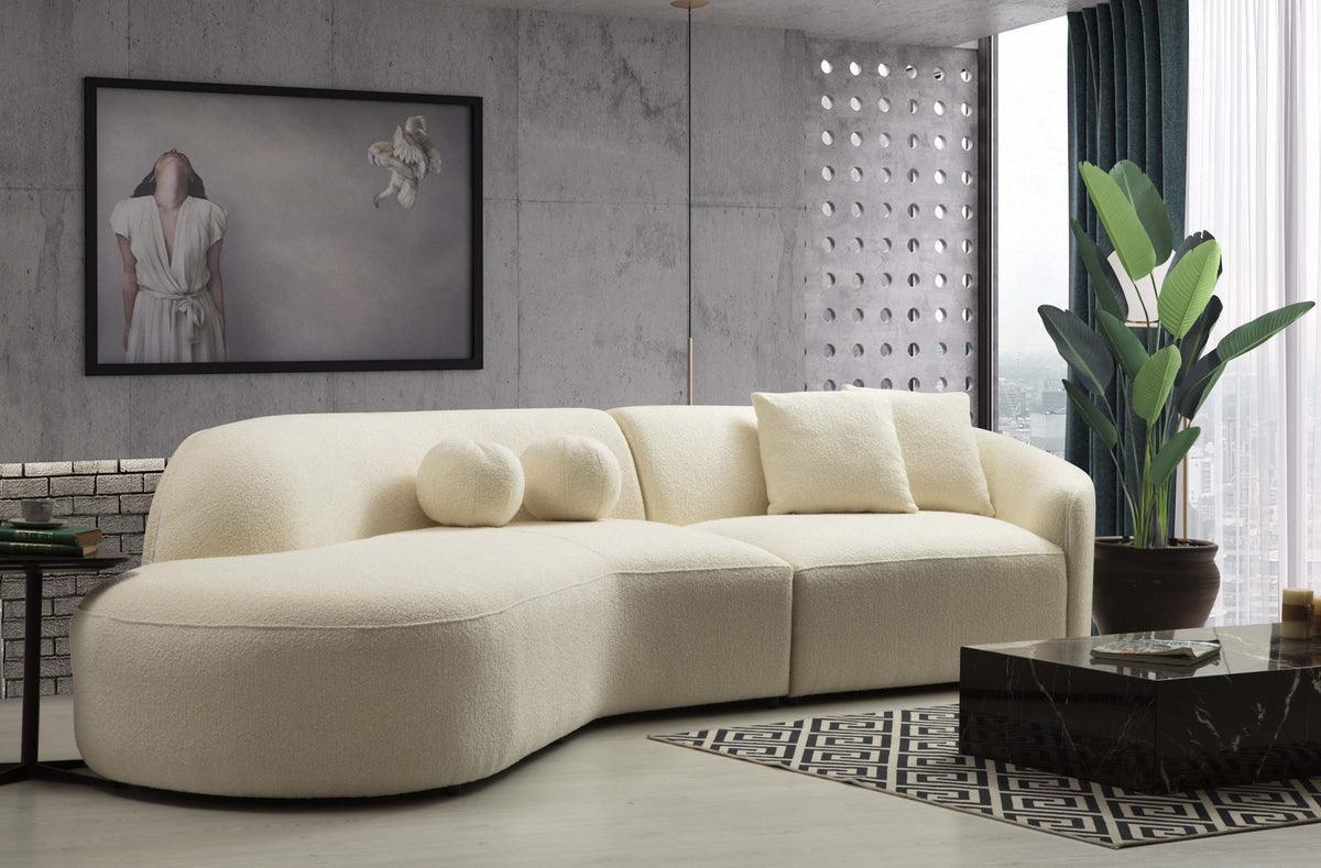 Ava Ivory Boucle Curved Laf Sectional - Image 3