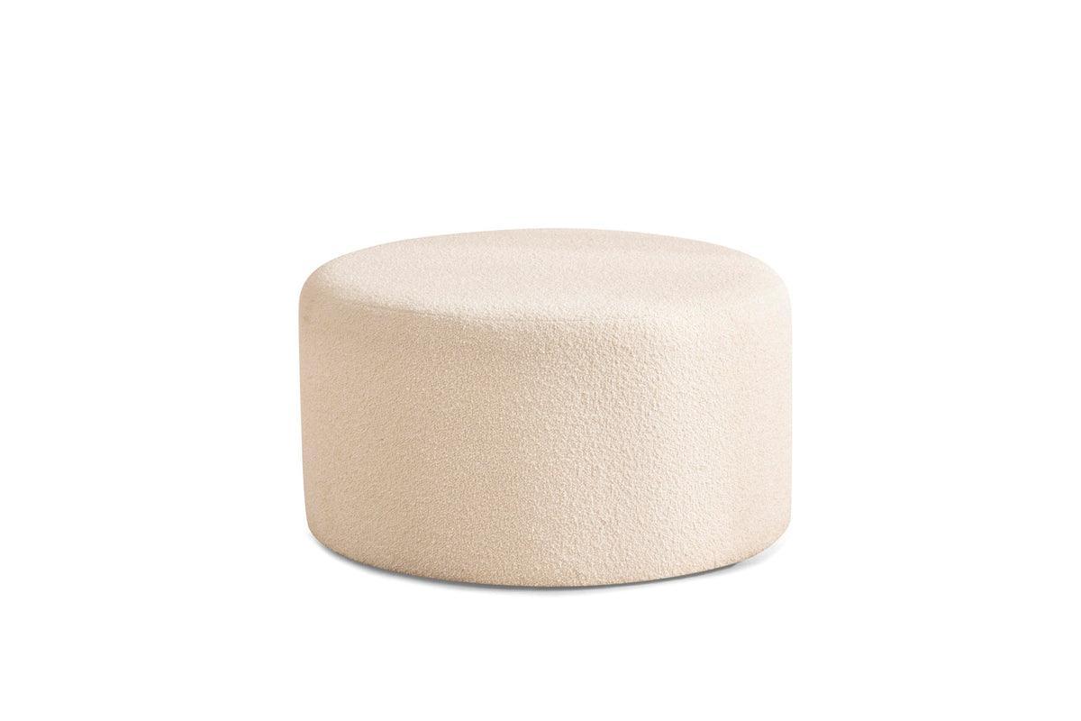 Ava Ivory Boucle Round Ottoman