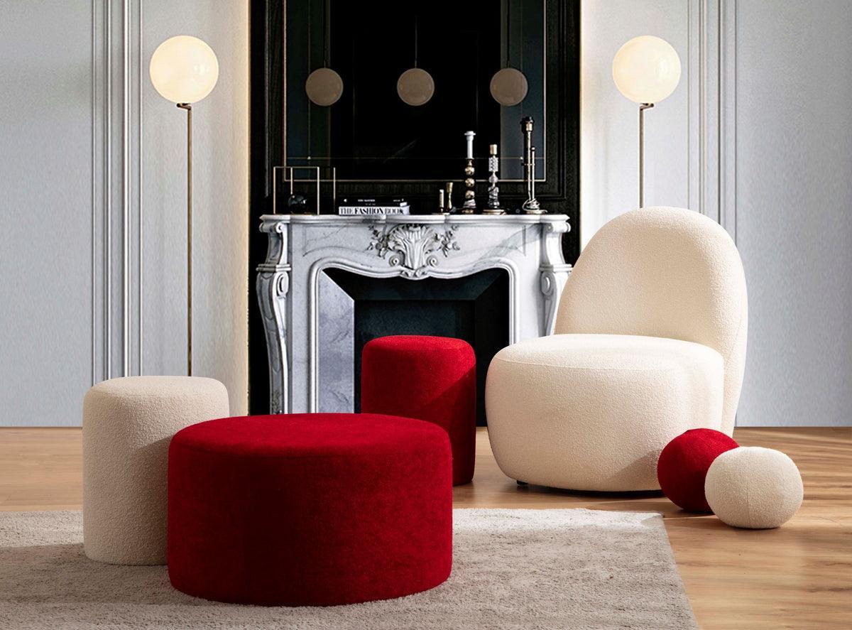 Ava Ivory Boucle Stool - Image 2