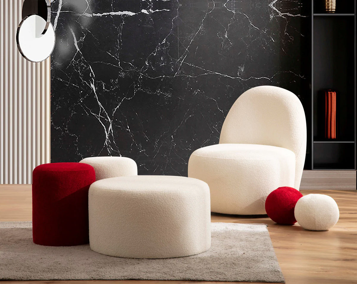 Ava Ivory Boucle Accent Chair - Image 2