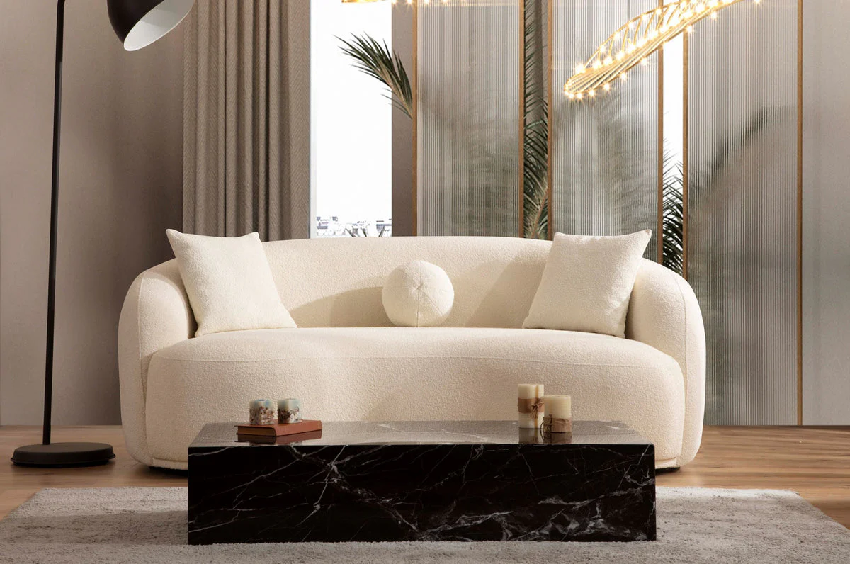 Emily Ivory Boucle Loveseat - Image 1