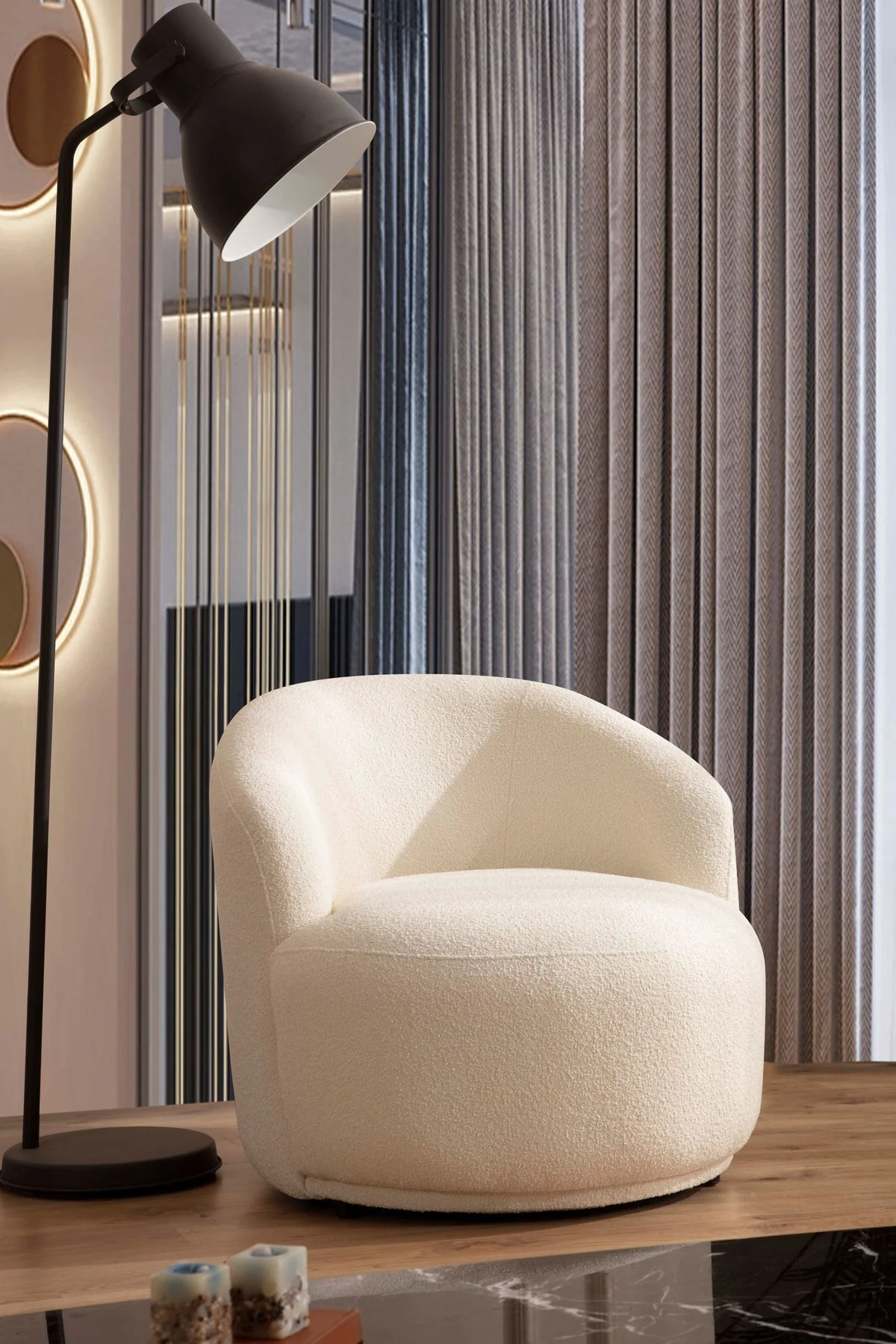 Emily Ivory Boucle Accent Chair - Image 1