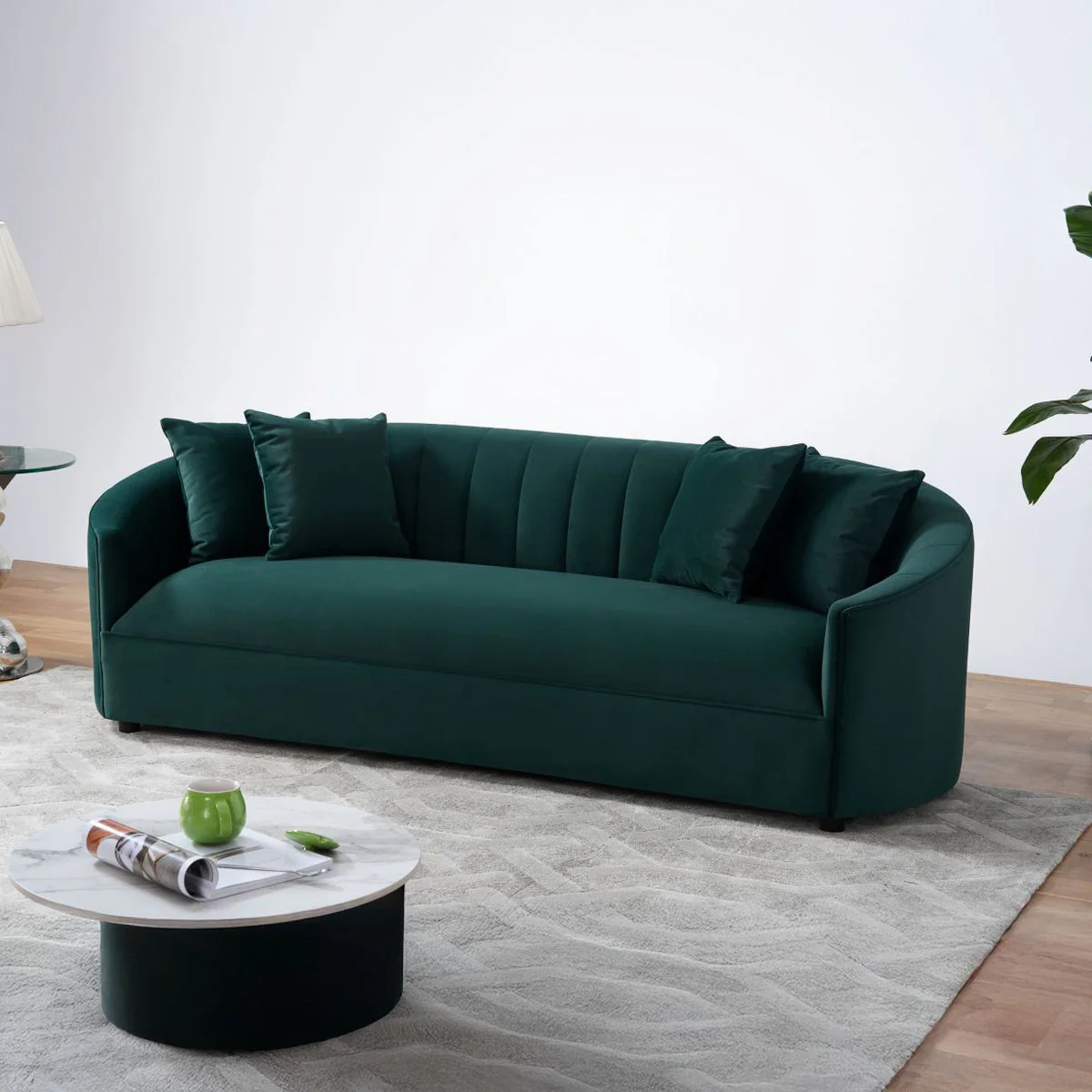 Cicily Green Velvet Sofa - Image 2