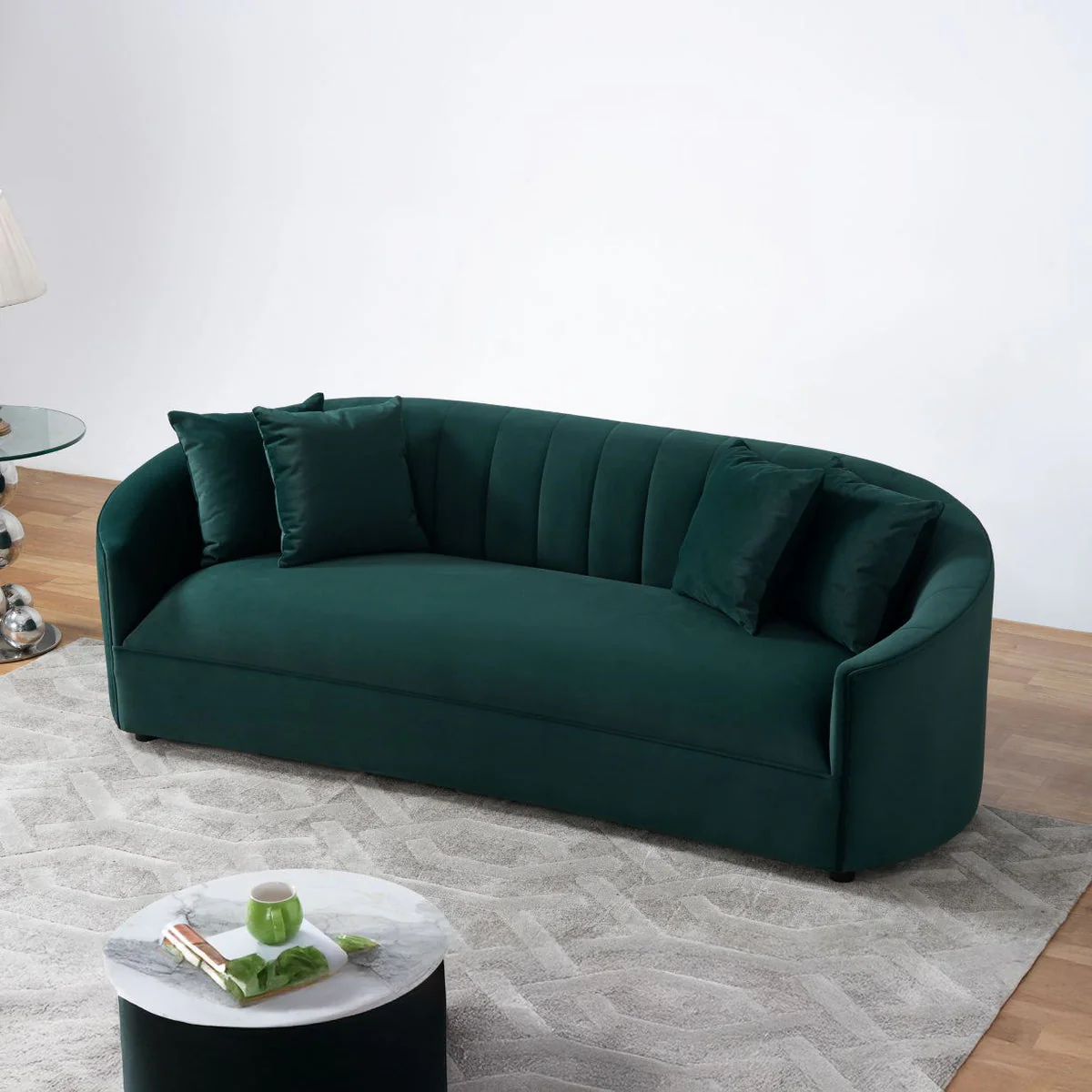 Cicily Green Velvet Sofa - Image 3