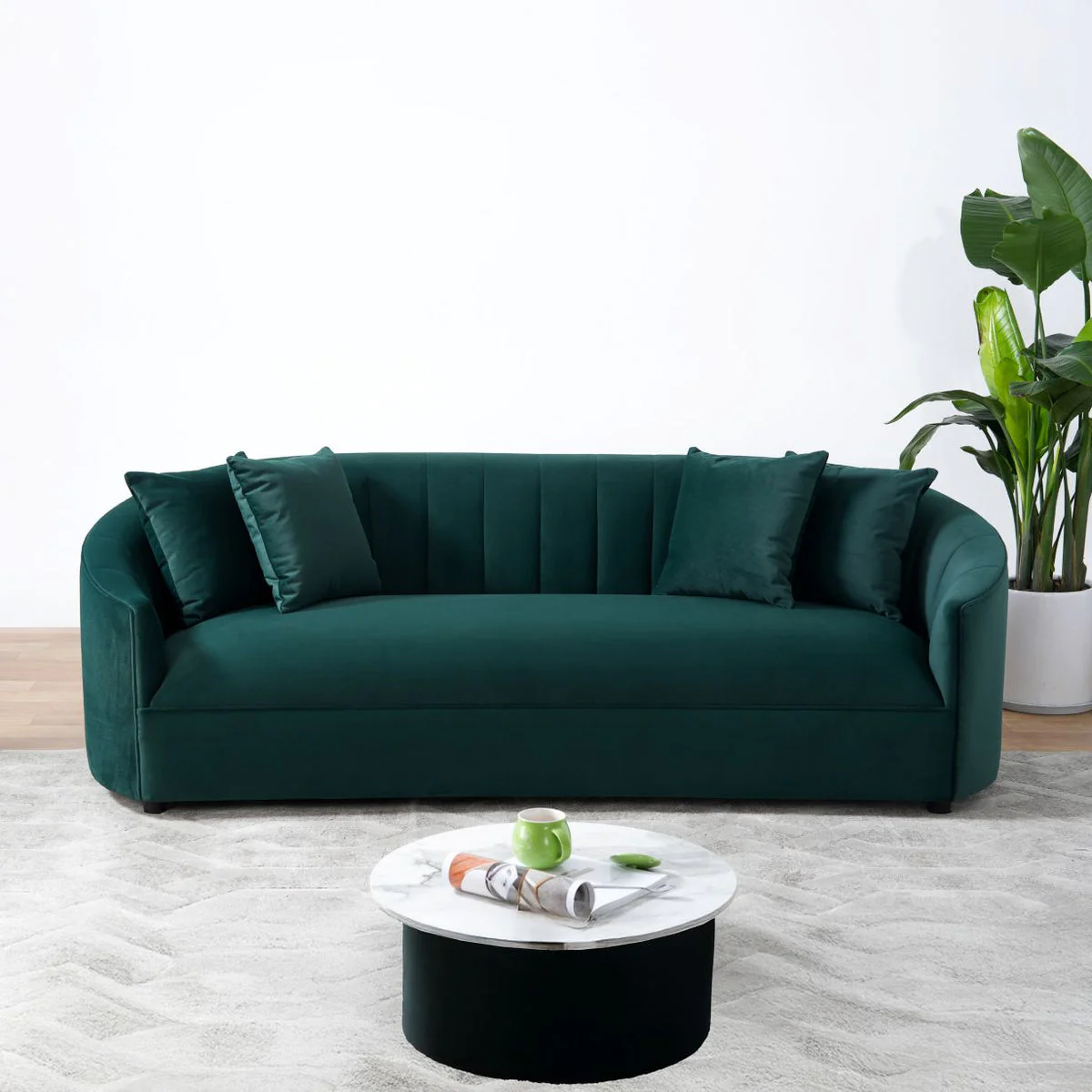 Cicily Green Velvet Sofa - Image 1