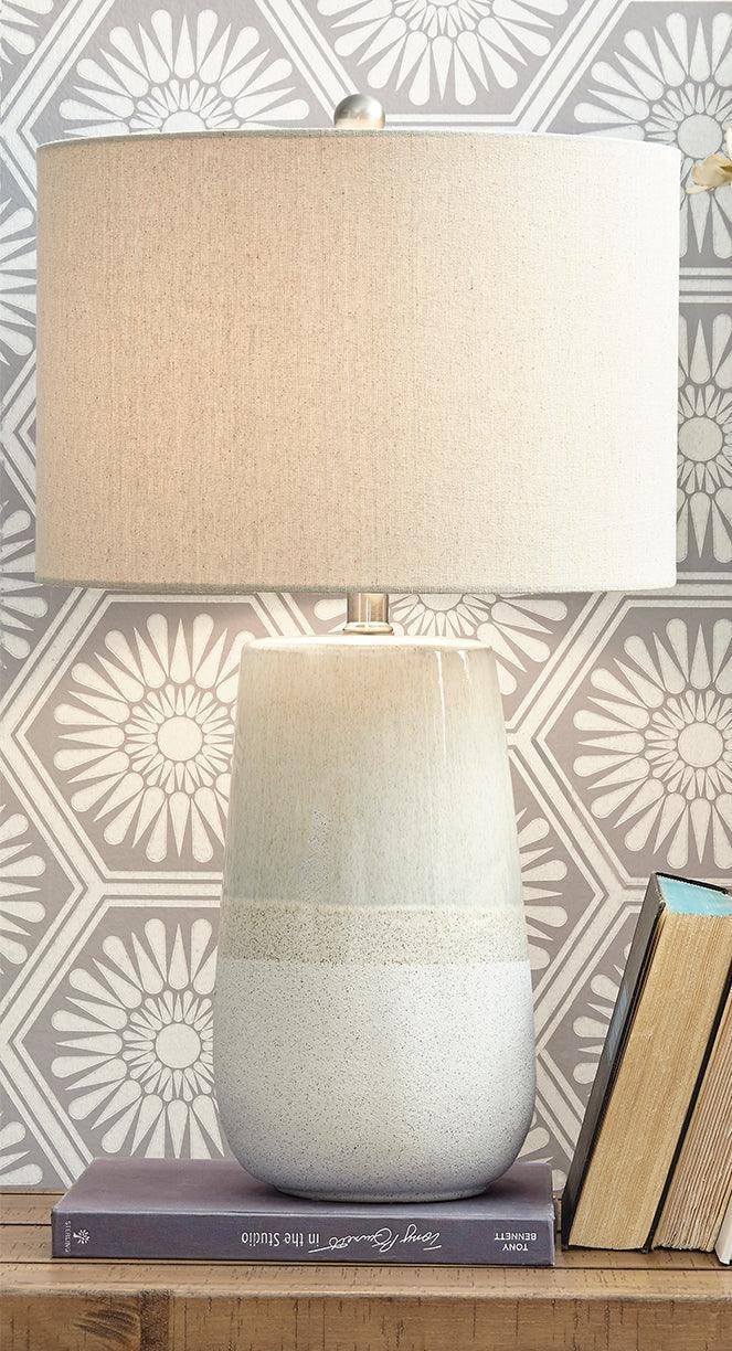 Shavon Beige White Table Lamp