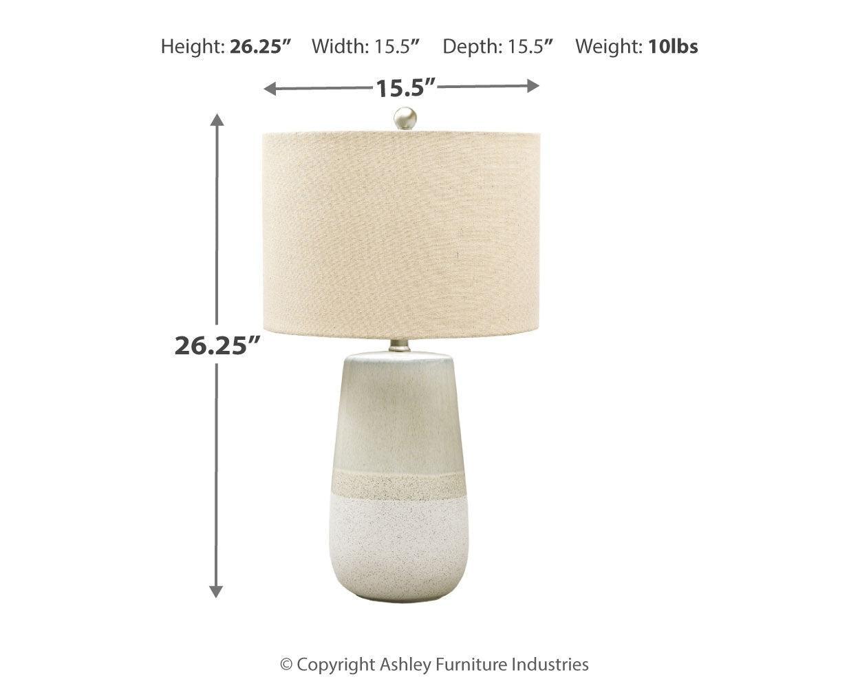 Shavon Beige White Table Lamp - Image 3