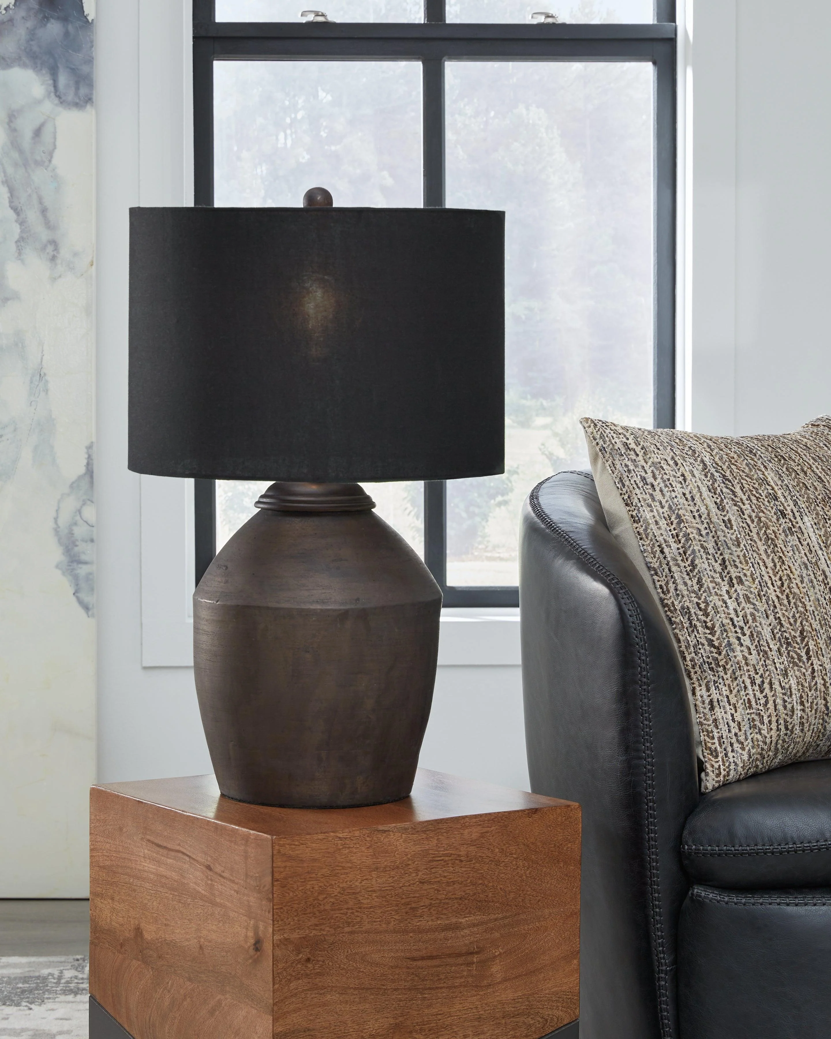 Naareman Metallic Black 2-Piece Table Lamp Set - Image 2