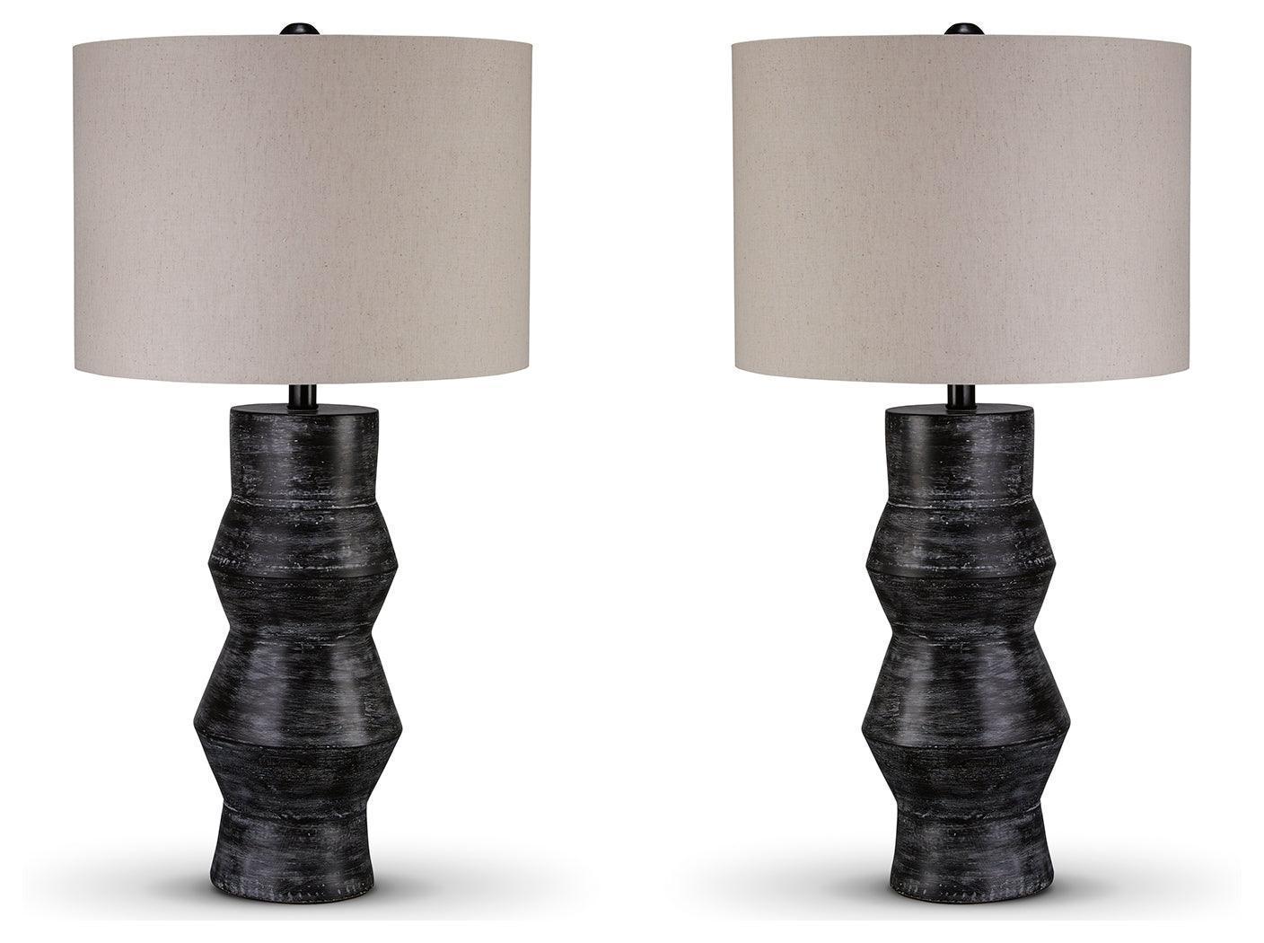 Kerbert Distressed Black 2-Piece Table Lamp Set - Image 2