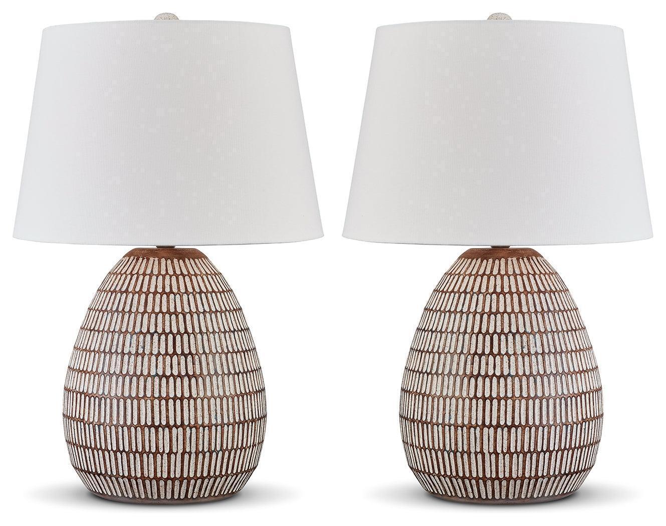 Darrich Beige/White 2-Piece Table Lamp Set - Image 2