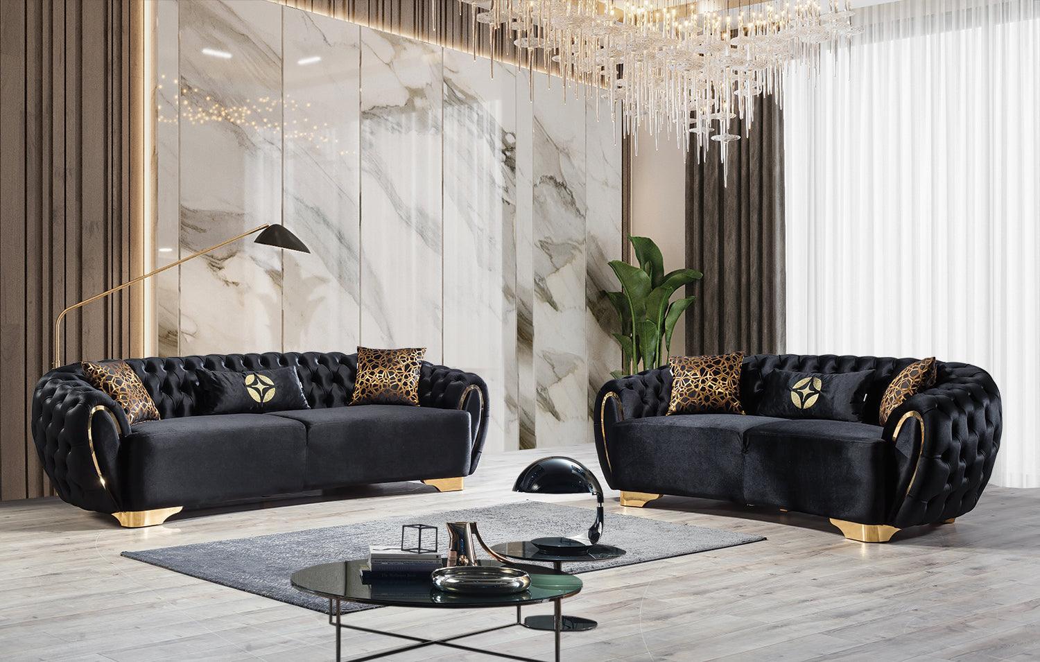 Chloe Black Velvet Sofa & Loveseat - Image 1