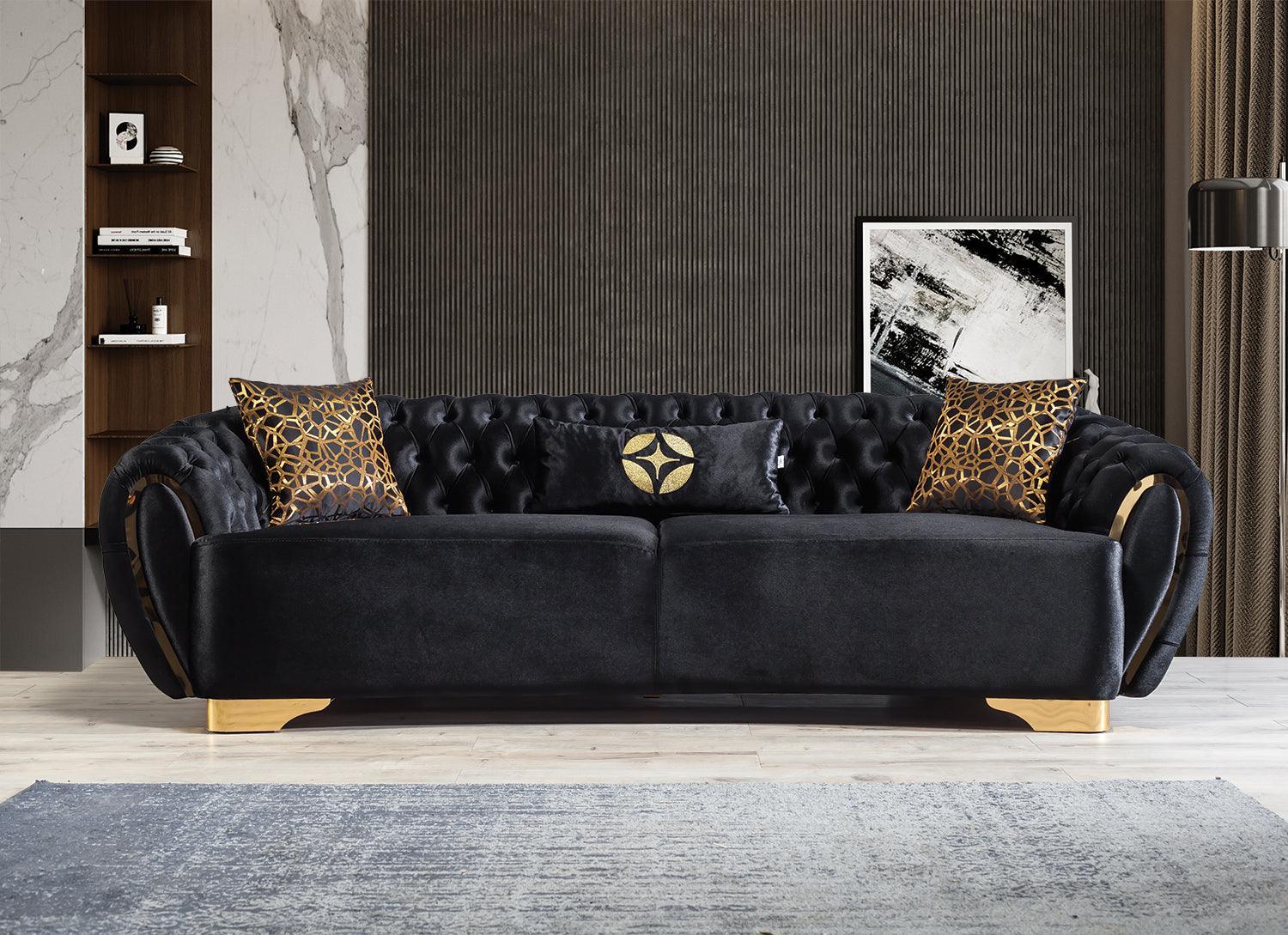 Chloe Black Velvet Sofa & Loveseat - Image 2