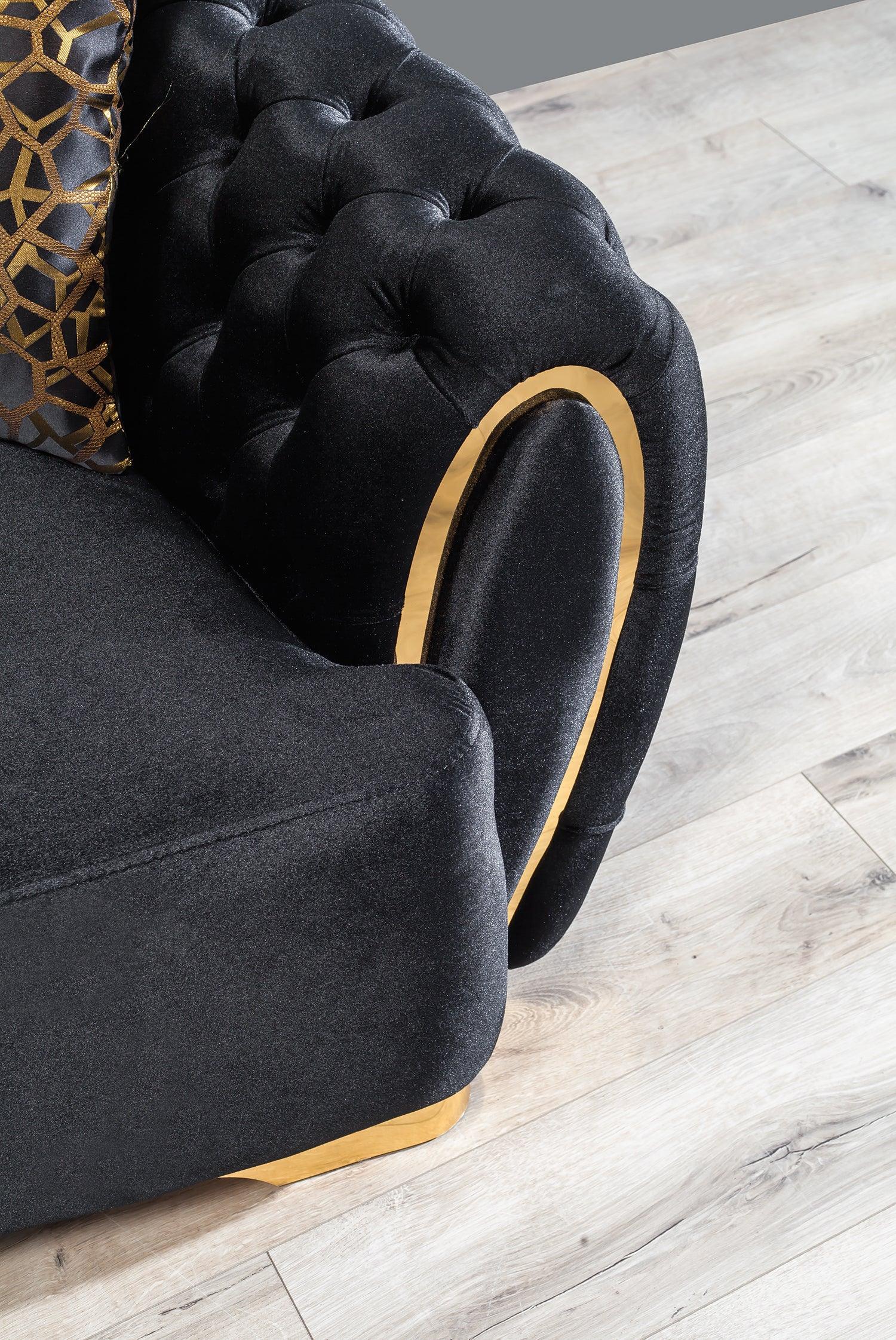 Chloe Black Velvet Sofa & Loveseat - Image 3