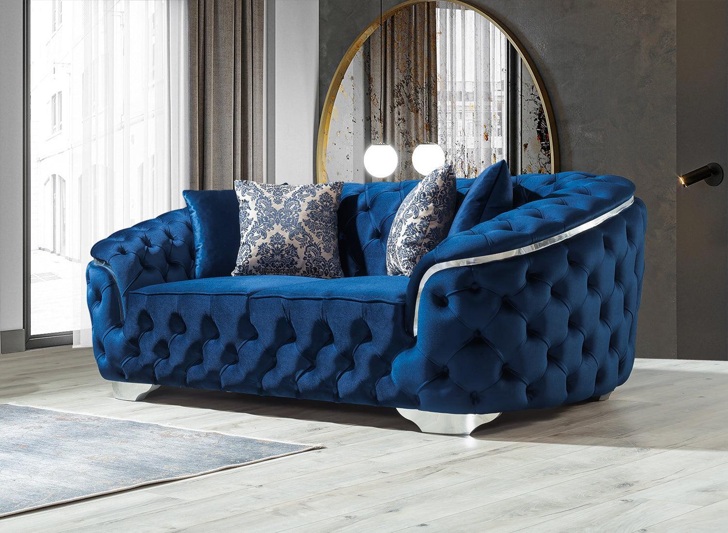 Scarlett Blue Velvet Sofa & Loveseat - Image 2