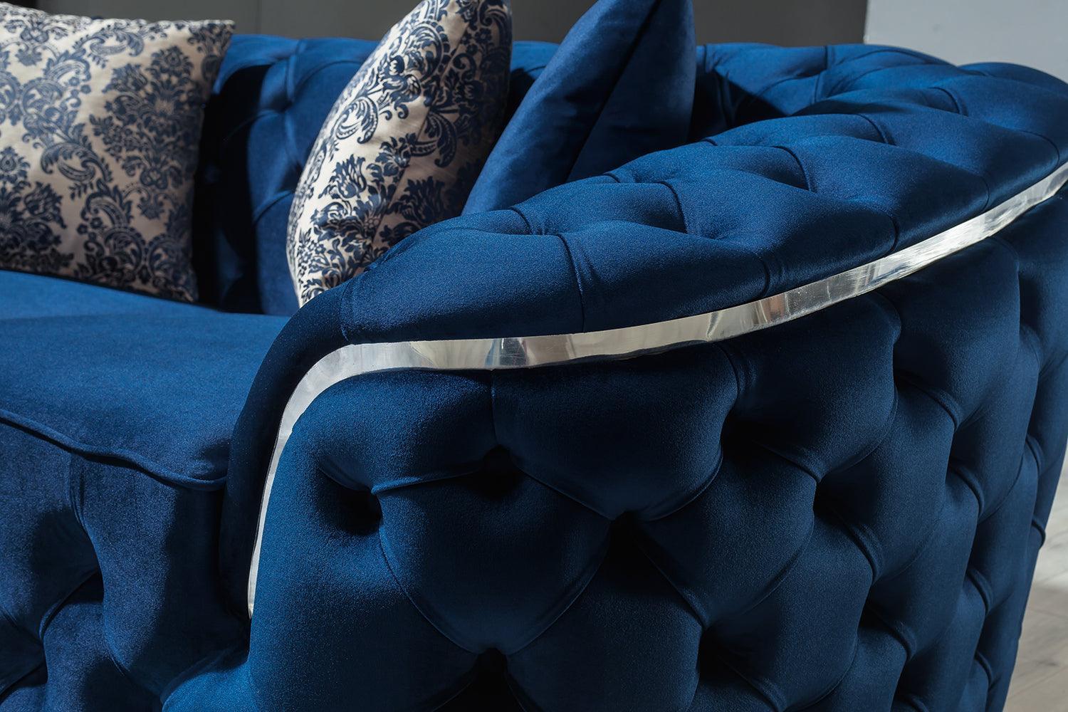 Scarlett Blue Velvet Sofa & Loveseat - Image 3