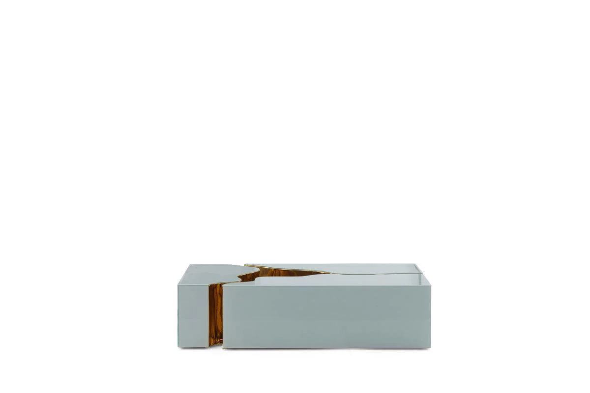 Leah Glass White Gold 3-Piece Coffee Table - Image 1