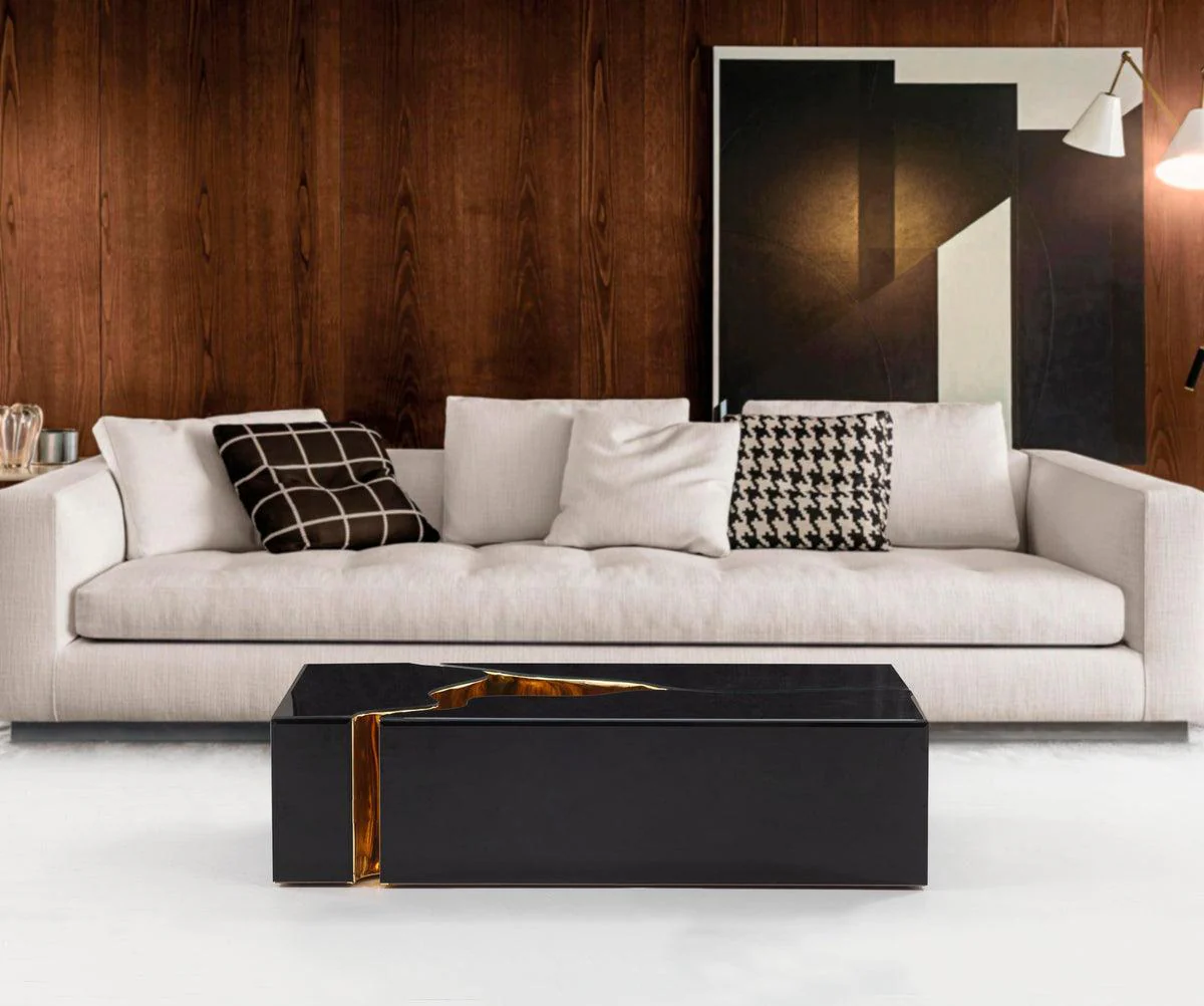 Leah Glass Black Gold 3-Piece Coffee Table - Image 3