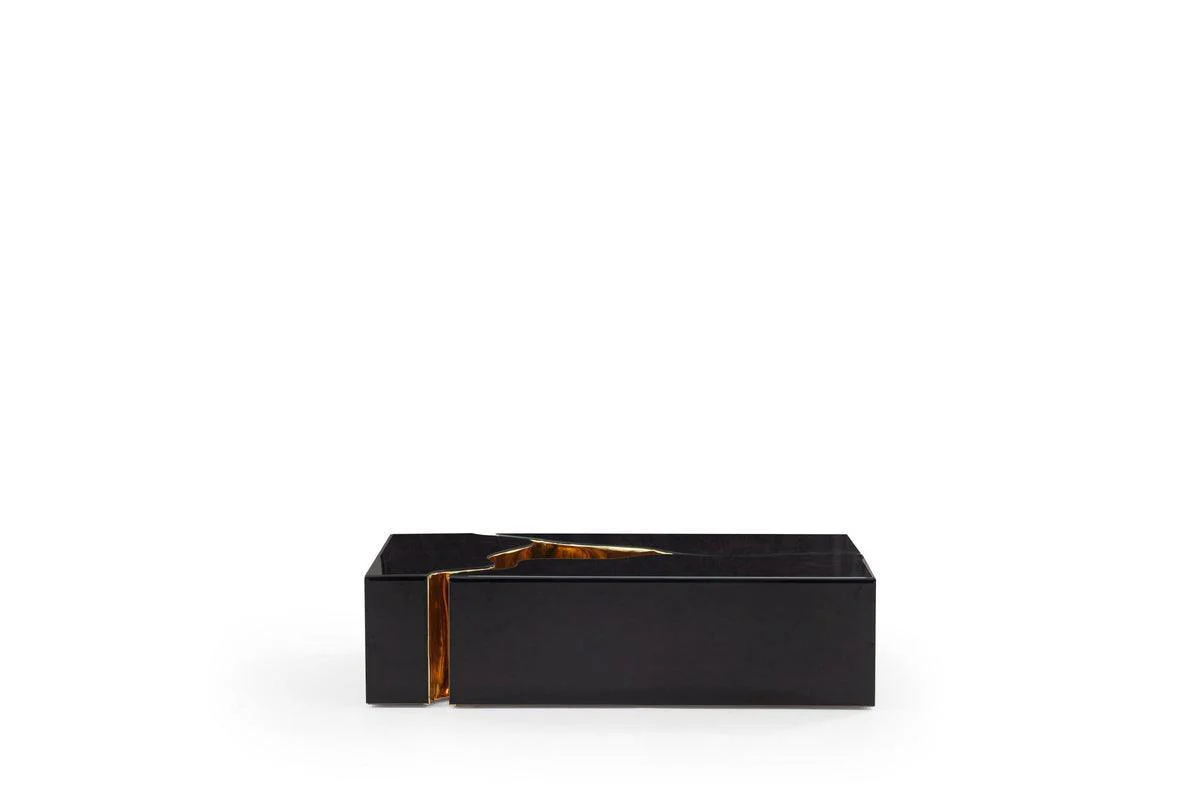 Leah Glass Black Gold 3-Piece Coffee Table - Image 1