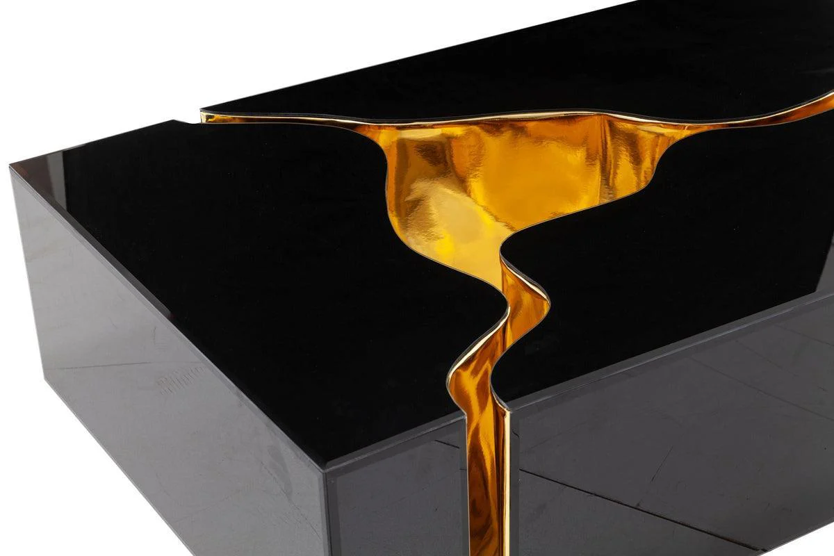 Leah Glass Black Gold 3-Piece Coffee Table - Image 2