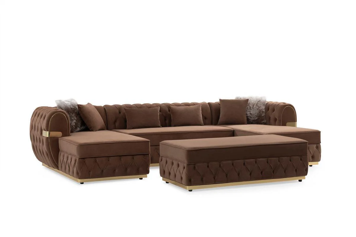 Harper Mocha Velvet Rectangle Ottoman - Image 2
