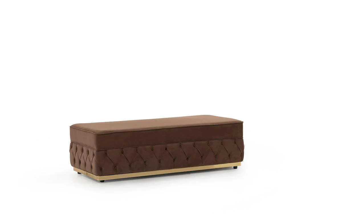 Harper Mocha Velvet Rectangle Ottoman - Image 1