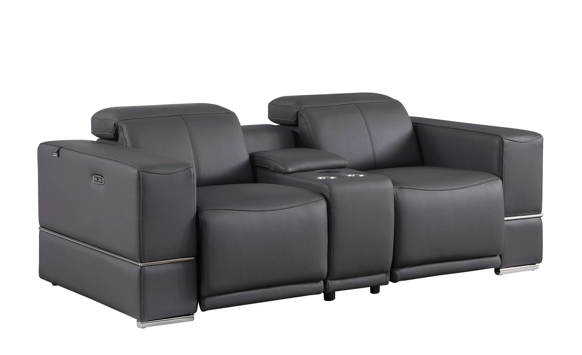 Franco Gray Leather Reclining Set - Image 3