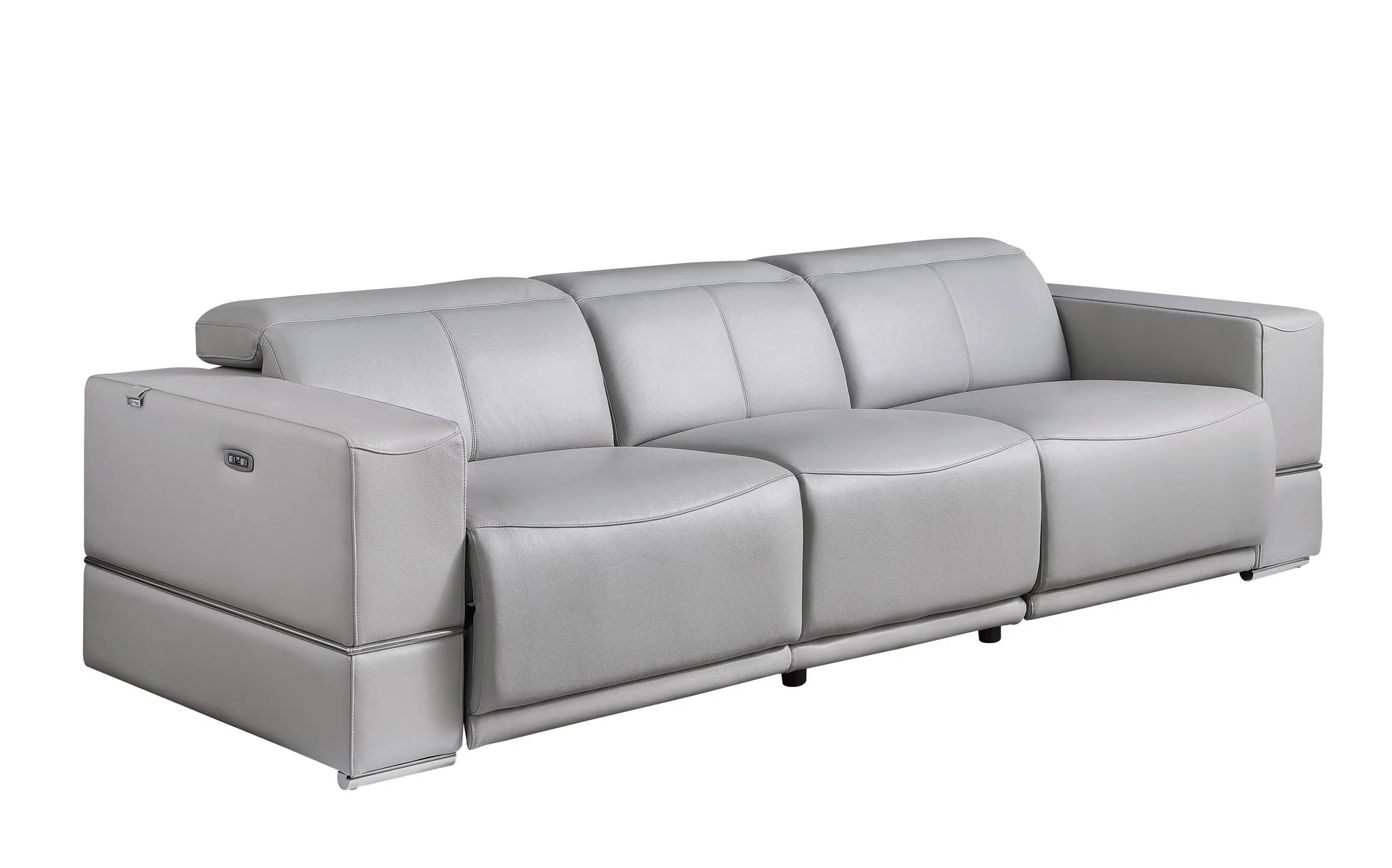 Franco Light Gray Leather Reclining Set - Image 2
