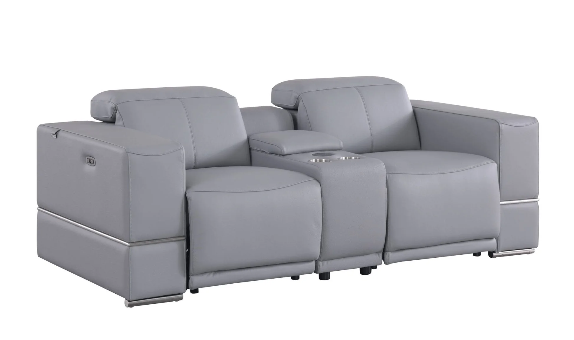 Franco Light Blue Leather Reclining Set - Image 3