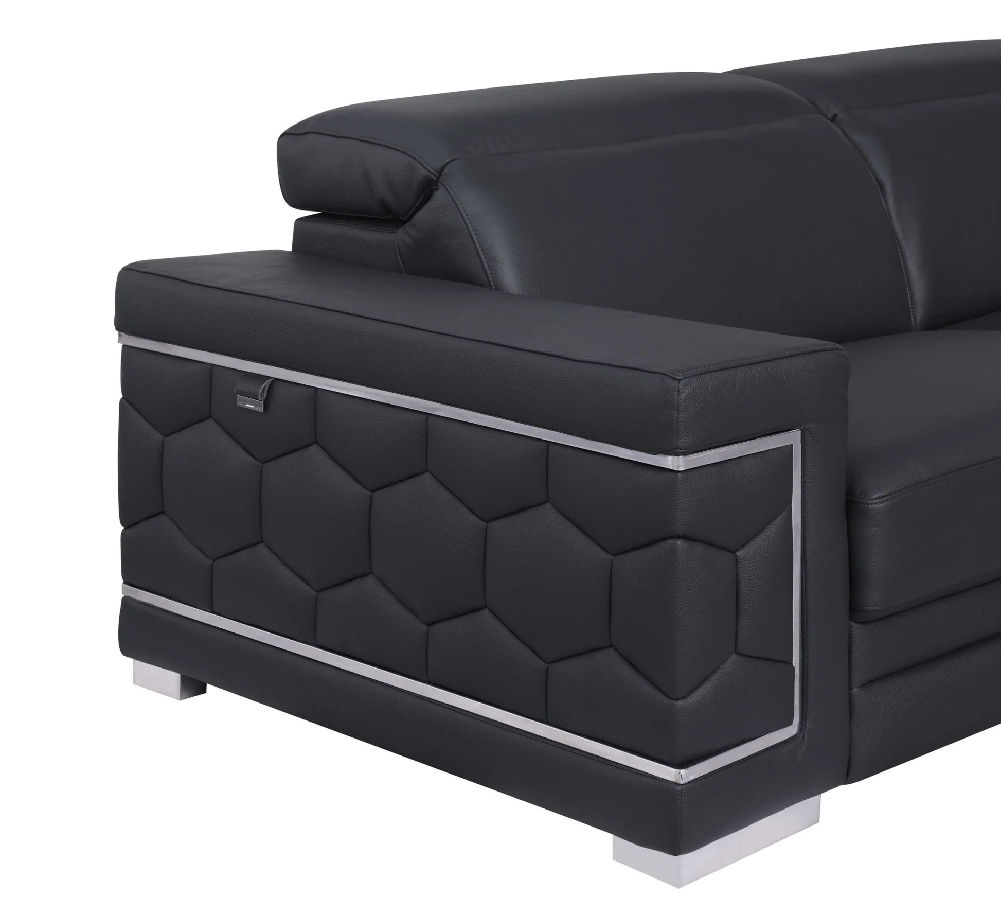 Favo Black Leather Sectional - Image 3