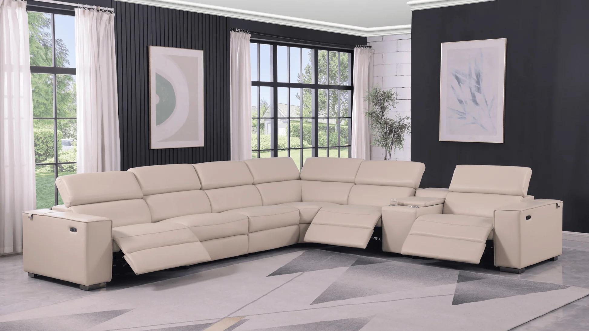 Picasso Beige 7-Piece Power Reclining Sectional - Image 1