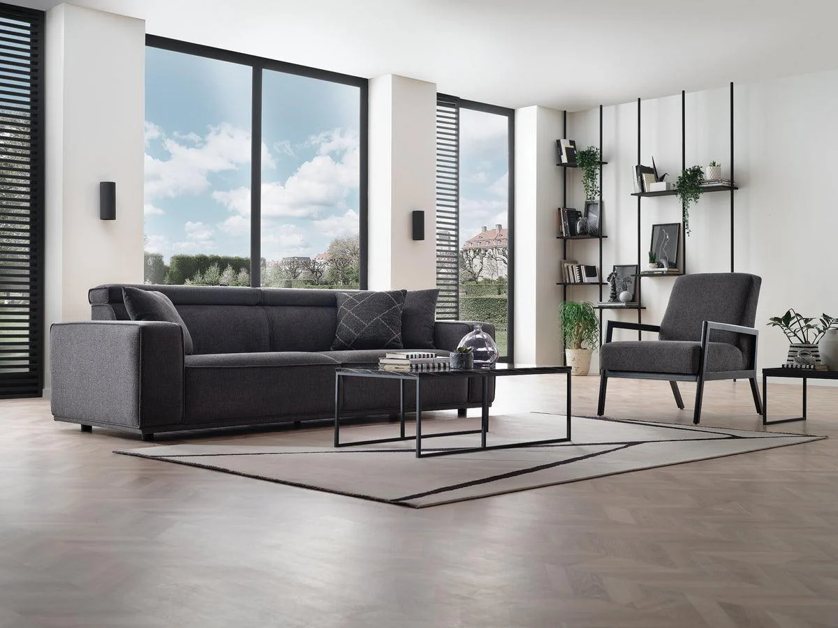 Milos Black 3-Seater Sofa - Image 2