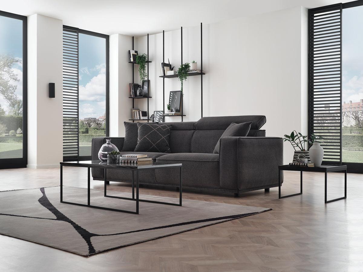 Milos Black 3-Seater Sofa - Image 3