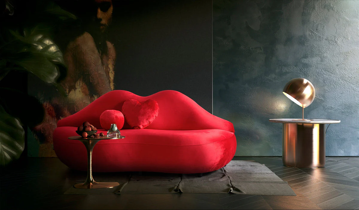Audrey Red Velvet Loveseat 81″