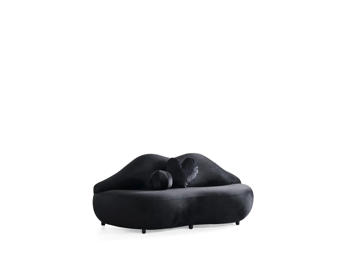Audrey Black Velvet Loveseat 81" - Image 2